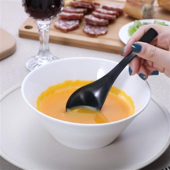 Matte Black Thick Heavy-Weight Soup Spoons, Stainless Steel Soup Spoons, - Picture 4 of 7